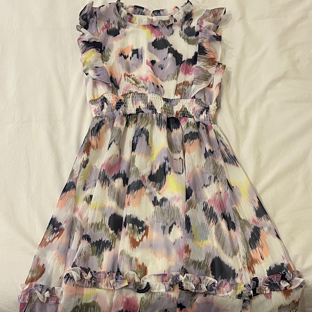 Aqua Multicolor Ruffled Kids Dress